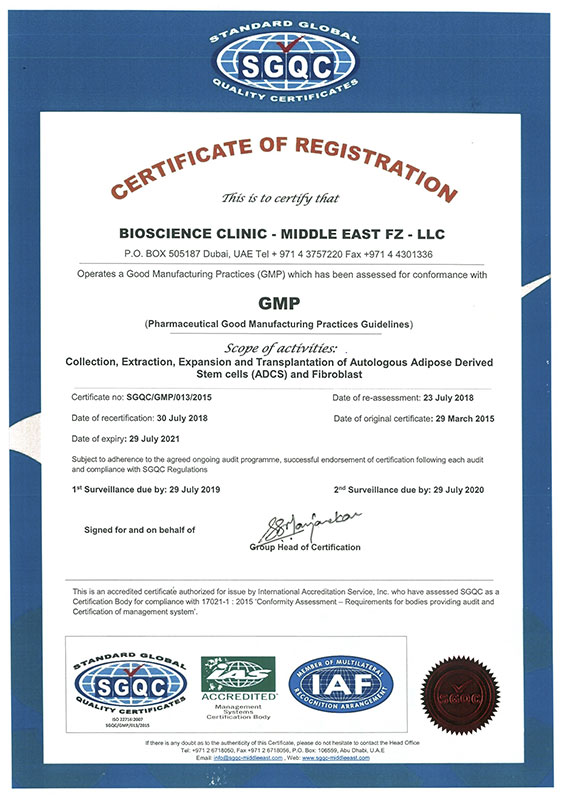 Certificazione GMP Dubai Middle East